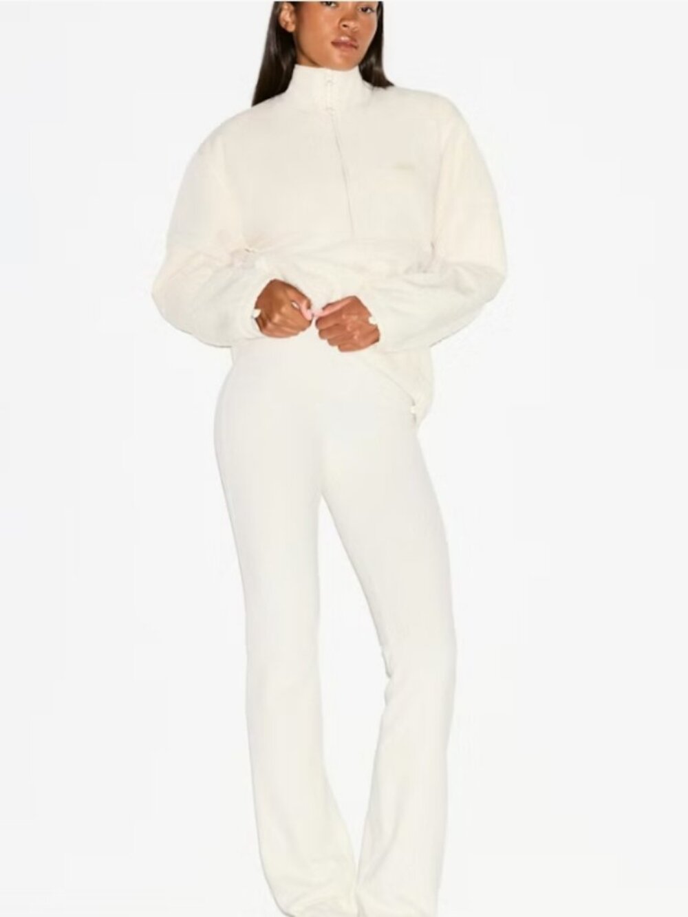 NEW SKIMS Cotton Outdoor Fleece Lounge Pant Ecru Medium NWT